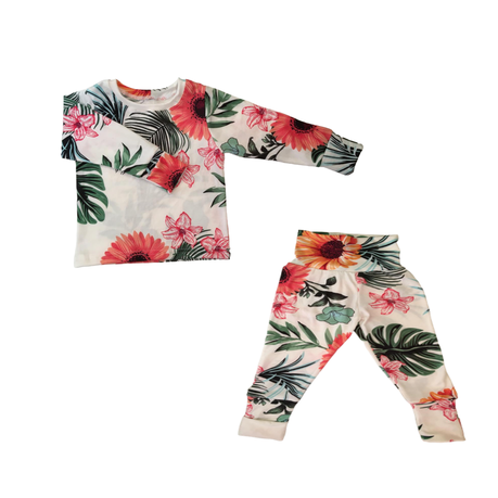 Baby|Toddler|Kids Pajamas|Foldover Set|White Floral