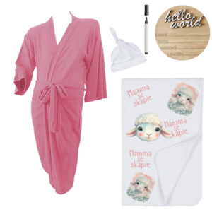 Mom & Me Hospital  Set |Gown, Swaddle & Birth Announcement Board |Mamma se skapie