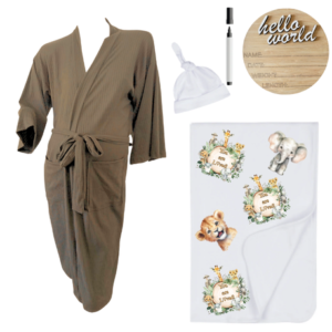 Mom & Me Hospital  Set |  Gown, Swaddle & Birth Announcement Board|You are loved