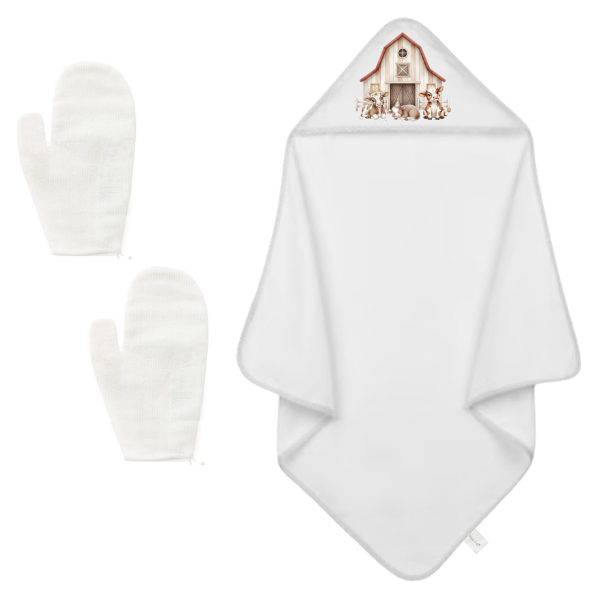 Baby | Baby Shower Full Gift Set | Burp cloths Hooded Towel Sleeping bag |Farmer Pink - Image 3