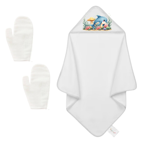 Baby | Baby Shower Full Gift Set | Burp cloths Hooded Towel Sleeping bag |Coral Reef - Image 3