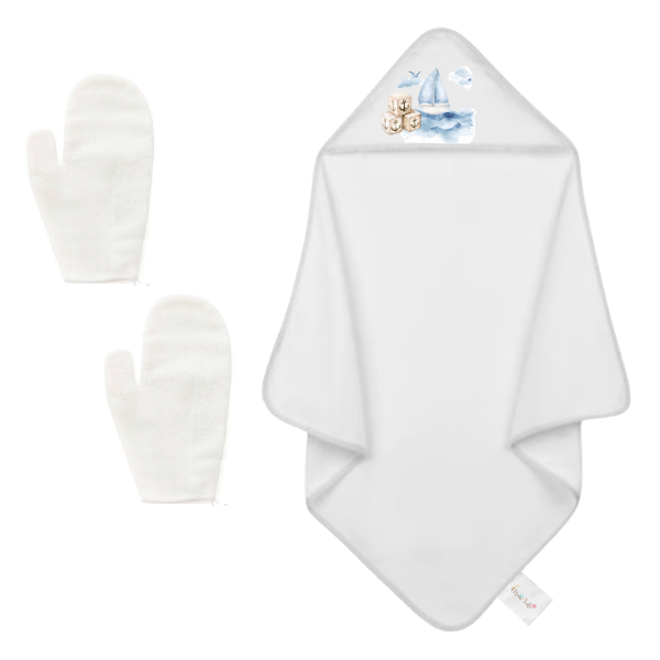 Baby | Baby Shower Full Gift Set | Burp cloths Hooded Towel Sleeping bag |Sailor Ocean - Image 3