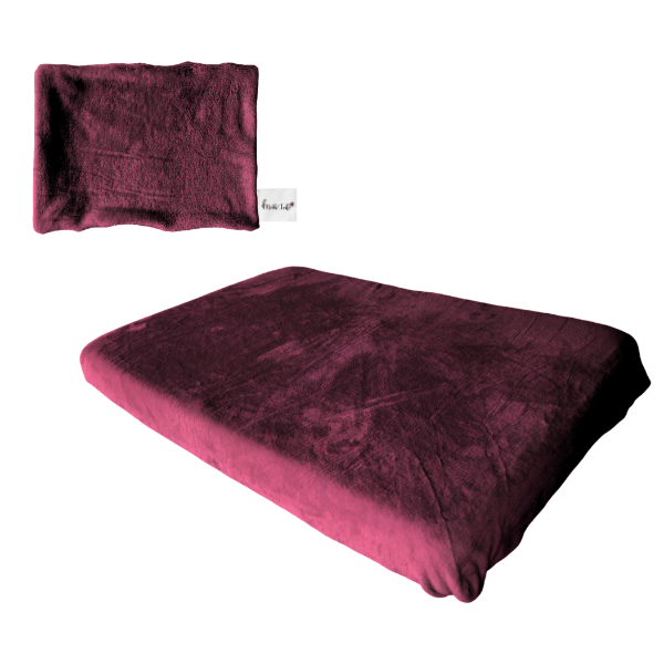 Baby Cot Fitted Sheet & Pillowcase Set – Warm Soft Fleece Bedding | Maroon
