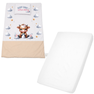 Cot Duvet Cover Set & Waterproof Fitted Sheet | Highland Cow Navy