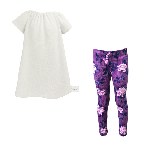 Baby|Toddler|Kids|Gathered Peasant Neck-Top&Capri Legging |Purple Floral
