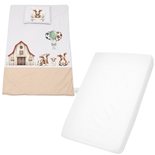 Cot Duvet Cover Set & Waterproof Fitted Sheet | Farmer Green