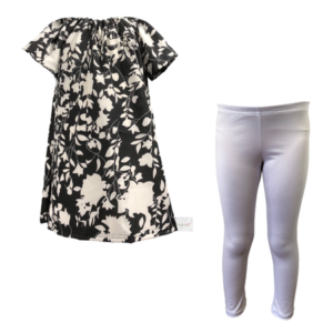 Baby|Toddler|Kids|Gathered Peasant Neck-Top&Capri Legging |Black Floral