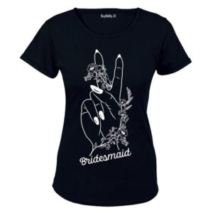 Bridesmaid | Floral Hand | Ladies | T-Shirt | Black