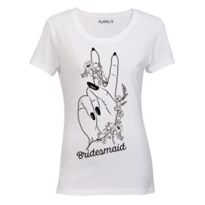 Bridesmaid | Floral Hand | Ladies | T-Shirt | White