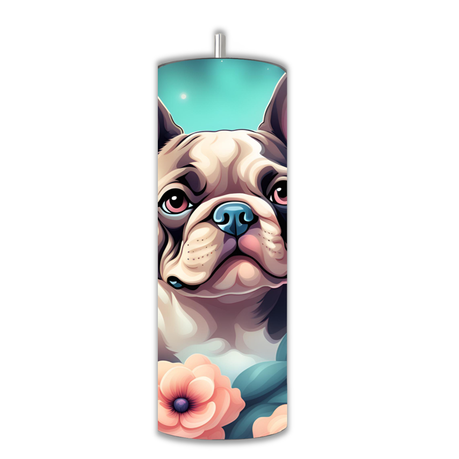 15/20 oz Skinny Tumbler with Straw and Lid - Double Wall | Dreamy Frenchie Floral