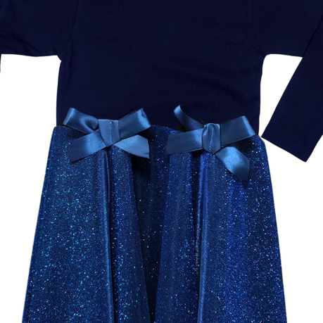 Baby | Toddler | Kids | Princess Long Sleeve Glitter Dress | Navy & Royal Blue - Image 3