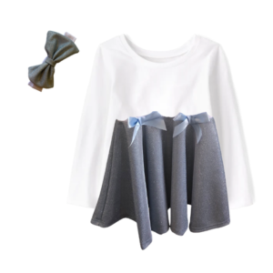 Baby | Toddler | Kids | Princess Long Sleeve Glitter Dress | White & Light Blue