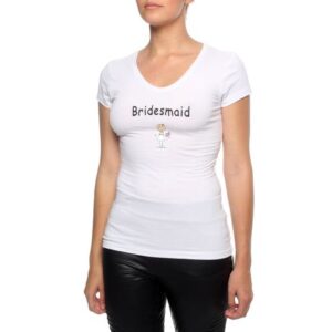 Bridesmaid Shirt | Noveltees Bridesmaid (With Cartoon Bridesmaid) V Neck T-Shirt