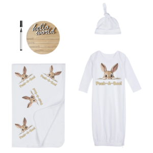 New Born | Sleeping Bag, Swaddle, Hat & Birth Announce | Hello World | Peek-A-Boo