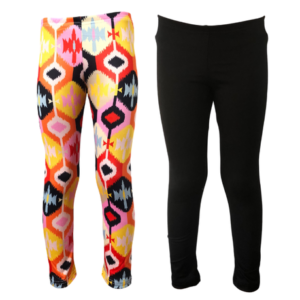 Baby | Toddler | Kids | Full-Length Leggings | Pink Ikat & Black
