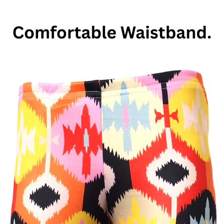 Baby | Toddler | Kids | Full-Length Leggings | Pink Ikat & Black - Image 3