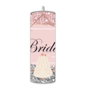 15/20 oz Skinny Tumbler with Straw and Lid - Double Wall | Pink and Grey Bride