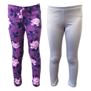 Baby | Toddler | Kids | Full-Length Leggings | Purple Floral & White