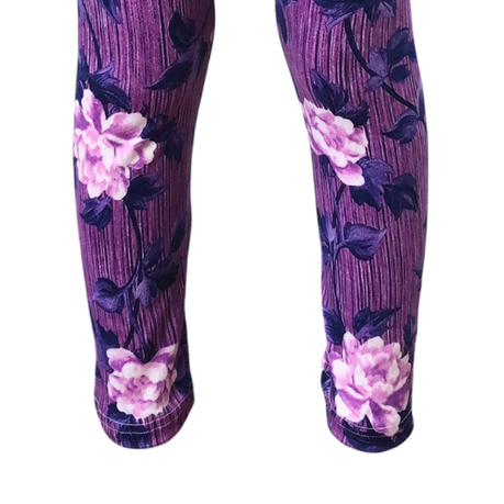 Baby | Toddler | Kids | Full-Length Leggings | Purple Floral & White - Image 2