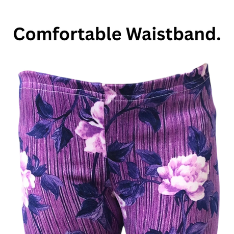 Baby | Toddler | Kids | Full-Length Leggings | Purple Floral & White - Image 3
