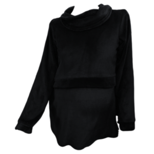 Maternity|Nursing | Fleece-Cowl Neck Sweater - Black