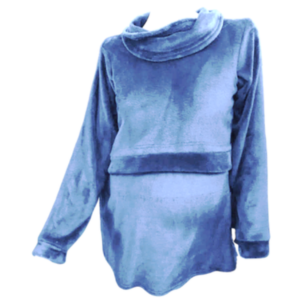 Maternity|Nursing | Fleece-Cowl Neck Sweater - Denim Blue