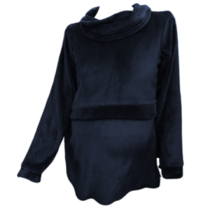 Maternity|Nursing | Fleece-Cowl Neck Sweater - Navy