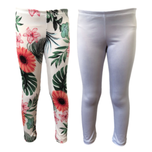 Baby | Toddler | Kids | Full-Length Leggings | White Floral & White
