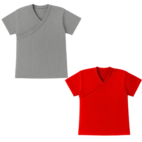Baby | Toddler | Easy Over Summer Shirt and Harem Nappy Cover | Grey | Red - Image 5