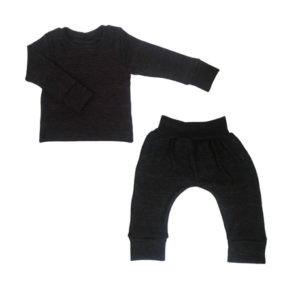 Winter Set Soft and Comfy | Balloon Pants and Long Sleeve Shirt | Black