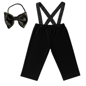 Baby | Toddler | Kids | Black Pants & Glitter Suspender & Bow Tie Set | Black