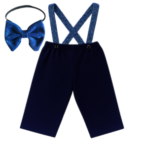 Baby | Toddler | Kids | Black Pants & Glitter Suspender & Bow Tie Set | Navy & Royal Blue