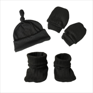 Baby Mittens, Knot Hat & Bed Socks | Black