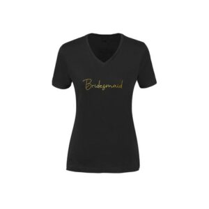Bridesmaid Shirt | Love & Sparkles White Bridesmaid Script T-Shirt | Black & Gold