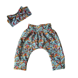 Matching | Mom & Me | Balloon Pants & Headband Set | Blue Floral Printed