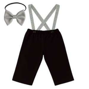 Baby | Toddler | Kids | Black Pants & Glitter Suspender & Bow Tie Set | Black & Silver