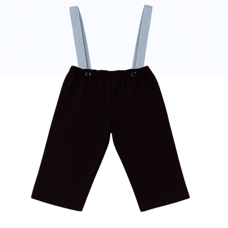Baby | Toddler | Kids | Black Pants & Glitter Suspender & Bow Tie Set | Black & Light Blue - Image 2