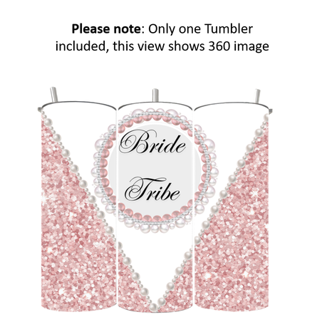 15/20 oz Skinny Tumbler with Straw and Lid - Double Wall | Glitter and P Bride Tribe - Image 2