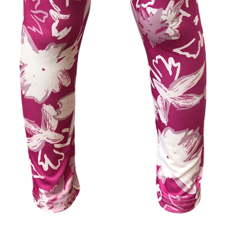 Baby | Toddler | Kids | Full-Length Leggings | Cherise Pink Flower & White - Image 2