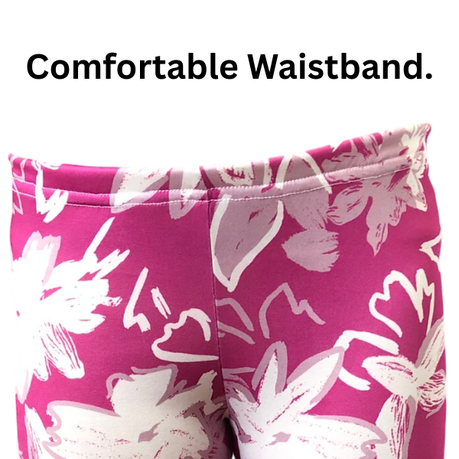 Baby | Toddler | Kids | Full-Length Leggings | Cherise Pink Flower & White - Image 3
