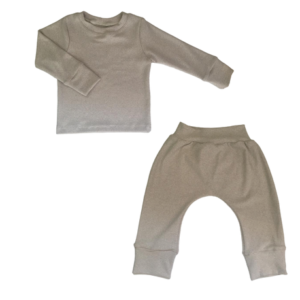 Winter Set Soft and Comfy | Balloon Pants and Long Sleeve Shirt | Melange Cream