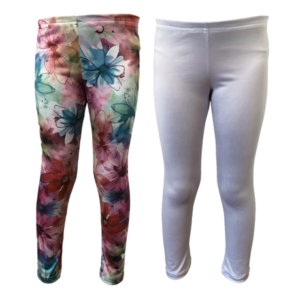 Baby | Toddler | Kids | Full-Length Leggings | Duck Egg Multi & White