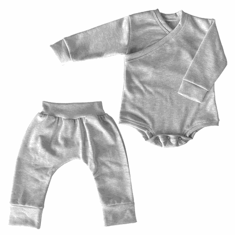 Easy Over Cotton Long Sleeve Vest And Balloon Pants | Grey