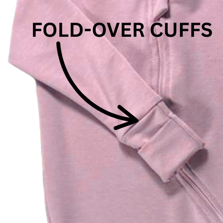 Easy Over Zip Baby grow | With Fold over Mittens | Dusty Pink - Image 4