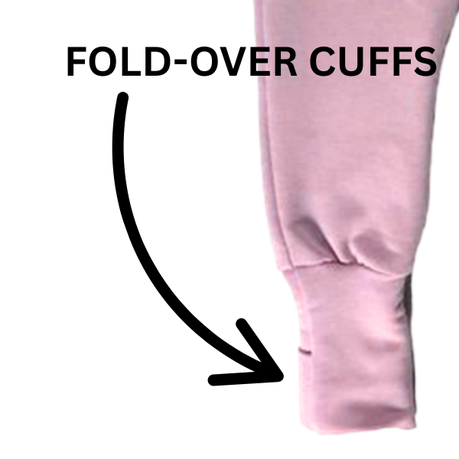 Easy Over Zip Baby grow | With Fold over Mittens | Dusty Pink - Image 3