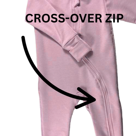 Easy Over Zip Baby grow | With Fold over Mittens | Dusty Pink - Image 2