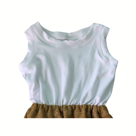 Baby | Glitter Romper One-Piece & Matching Headband | White and Gold - Image 4