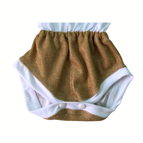 Baby | Glitter Romper One-Piece & Matching Headband | White and Gold - Image 3
