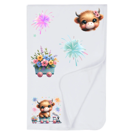 Newborn | Sleeping Bag, Swaddle,Hat, & Birth Announce World | Highland Cow Girl - Image 3