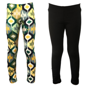Baby | Toddler | Kids | Full-Length Leggings | Ikat Green & Black